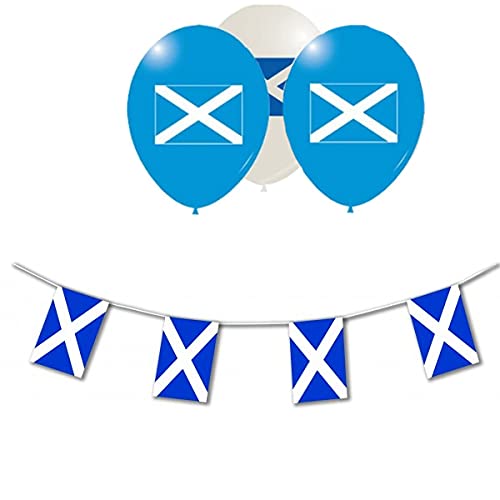 Scottish 24 x 12" Printed Balloons and 10m Scotland Bunting Banner Tri Products