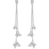 Temperament Crystal Butterfly Drop Dangle Earrings for Women Long Tassel Butterfly Stud Earrings