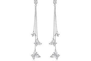 CHAKRA HEALING REIKI CHR Crystal Butterfly Pendant Tassel Earrings Long Zircon Butterfly Drop Dangle Earrings Jewelry for Girls Women Butterfly Cuff Wrap Clip Earring