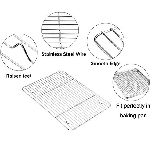 Toaster Oven Tray Baking Pans with Cooling Rack, 12.4 x 9.7 x 1 inch