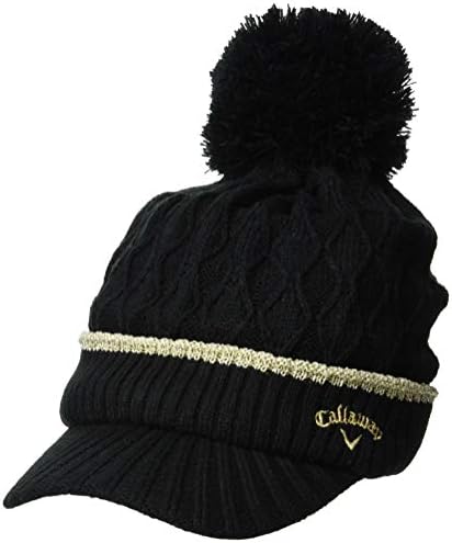 レディース つば付き ニットキャップ ケーブルニット ボンボン 241 帽子 国際ブランド ゴルフ