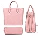 Extra Large Satchel Handbags Leather Tote Designer Purse w/Removable Shoulder Strap Pink