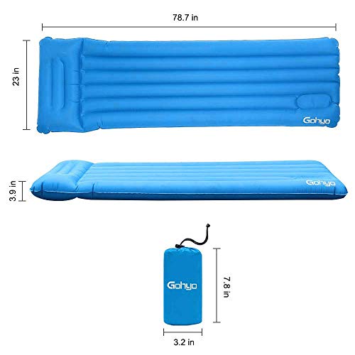Gohyo Camping Sleeping Pad, Ultralight Large Camping Mat with Pillow for Backpacking, Traveling and Hiking Outdoor Air Mattress - Light, Compact & Inflatable Camp Sleep Pad