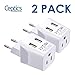 European, Egypt Travel Adapter Plug by Ceptics with Dual USB - Type C - Europe - Usa Input - Light Weight - Perfect for Cell Phones, Chargers, Cameras and More - 2 Pack