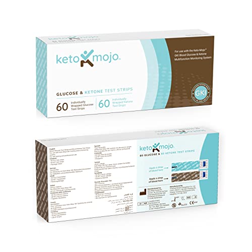 KETOMOJO Test Strip Combo Pack for Use ONLY with The New GK+ Meter 60 Blood Glucose + 60