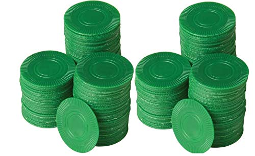 Plastic Green Game Pieces (Pack of 2, 200 Poker Chips, Size: 1.6" Diameter) Ideal for Saint Patrick's Day Party Supply, Fun Play Games - Thumbnail 2