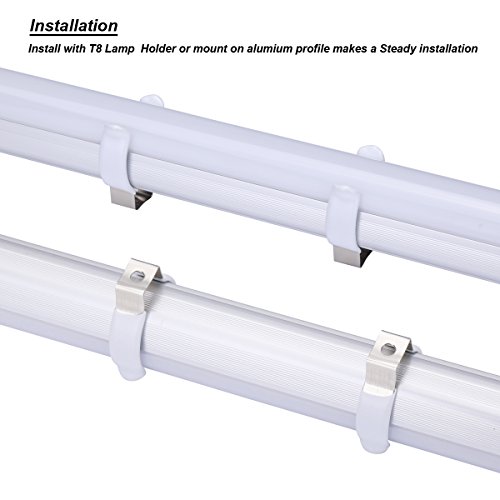JOMITOP Clip Holder Fluorescent Tube Lamp Mounting Bracket To Hang T8 LED Tube Light Tubes - Stainless Steel Lampholder Support With Plastic Finish 25pcs - Thumbnail 3