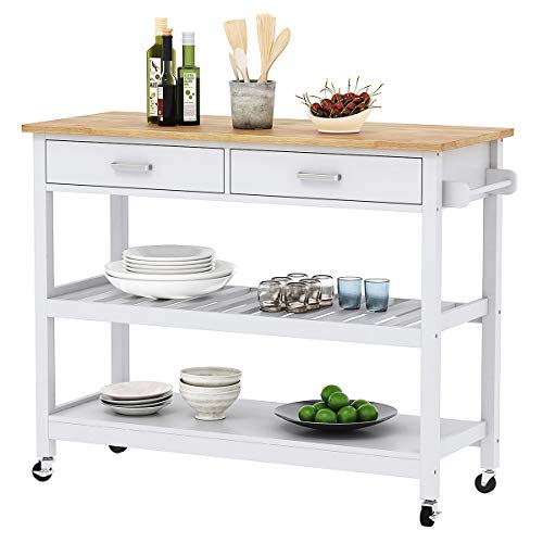 Clevr Rolling Kitchen Cart Island on Wheels Trolley, w/Drawer