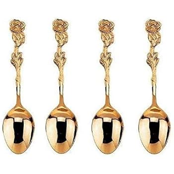 HIC Gold Plated Rose Demi Spoon - Set of 4