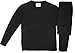 Men's Polyester Tagless Brush Lined Thermal Top & Bottom Underwear Set | No Fly, Black, Medium