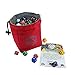 Third Die Dice Bag - Handcrafted and Reversible Drawstring Bag That Stands Open On The Table - Vibrant Red and Dark Gray