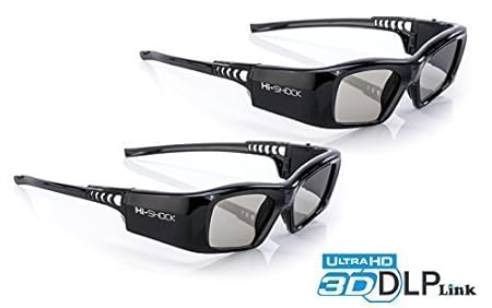 2x Hi-SHOCK® DLP Pro 7G “Black Diamond” | DLP Link 3D Brille mit höchster Akkukapazität & SteadySync Technologie |für alle DL