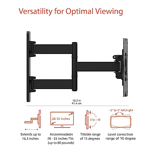 Amazon Basics Full Motion Articulating TV Monitor Wall Mount for 26" to 55" TVs and Flat Panels
