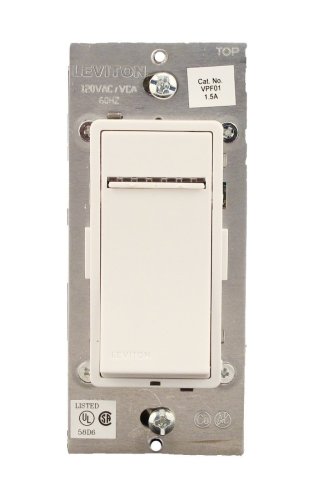 Leviton VPF01-1LZ, Vizia + Digital 1.5A Quiet Fan Speed Control, Single Pole and 3-Way or More Applications, White/Ivory/Light Almond