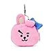 BT21 COOKY Character Small Plush Stuffed Animal Coin Purse Pouch ID Card Wallet with Clip, Pink