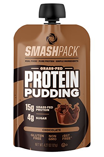 SmashPack Protein Pudding Pouches (Chocolate) - Grass-Fed Protein, Low Sugar, Low Carb Snack | 15g Protein, 4g Sugar, 130 Calories | Gluten Free, Non-GMO & Keto Friendly | 6-Pack