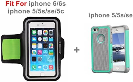 AGRIGLE AB11123 Water Resistant Sports Armband with Key Holder for iPhone 6, 6S (4.7-Inch), Galaxy S3/S4, iPhone 5/5C/5S/SE (Black Green)