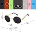 GAMT Retro Metal Hipster Steampunk Sunglasses Round Style Coating Sunglasses Gold-grey