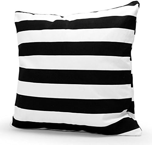 Throw Pillow Cover, Onker Cotton Linen Square Decorative Throw Pillow Case Cushion Cover 18" x 18" Black and White Stripe
