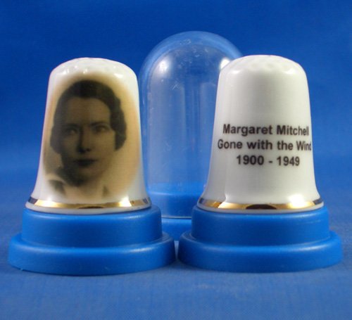 Porcelain China Collectable Thimble - Margaret Mitchell Writer Gone with the Wind - Free Gift Box