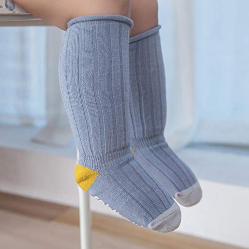 Baby Toddler Knee High Anti Slip Non Skid Cotton Socks with Grips for Girls and Boys 0-3 Years (Multicoloured, 12-36 Months) - Thumbnail 3
