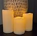 SWEETIME Outdoor Waterproof Flameless Candles with Timer Control - Pillar Weatherproof 3D Wick Battery Operated LED Flickering Candles with Amber Yellow Light (H 4
