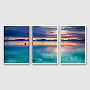 3 Piece Framed Canvas Wall Art for Living Room, Bedroom Lake Tahoe Canvas Prints for Modern Home Decoration Ready to Hang - 16"x24"x3 Panels