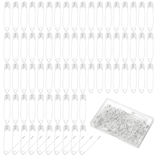 100 PCS Safety Pins 32mm / 1.26 Inch Heavy Duty Quilting Safety Pins Small White Safetys Premium Sharp Pin for Clothes Bulk Metal Sewing Pin for Handmade Sewing Quilting Knitting Stitch Marker
