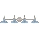 Ceybo 4 Light Slate Blue Brushed Nickel Farmhouse Bathroom Vanity Light