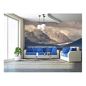 Fall Photograph of Mountains and Receding Glaciers - Removable Wall Mural | Self-Adhesive Large Wallpaper - 66x96 inches