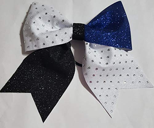 White Royal Blue And Black Glitter With Rhinestones Hair Bow Buy