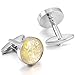 MOWOM Silver Gold Two Tone 2PCS Rhodium Plated Cufflinks Clouds Flower Shirt Wedding Business