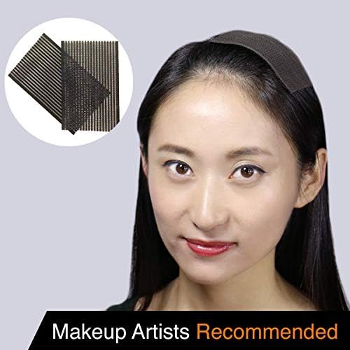 Pretie 4 pcs of Hair Bangs Patches/Fringe Grip Holder/Magic Pads. Black, Extra large: 4.5" x 2.36"(11.5cm x 6cm)