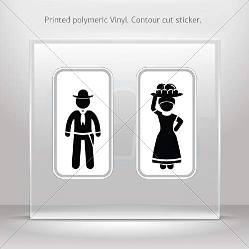 Sticker Wc Restrooms Sign Colombia Man Woman Toilet Bathroom Lavatory (8 X 4.32 Inches)