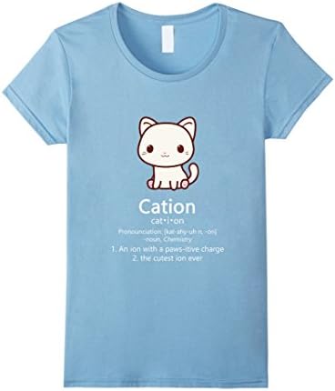 Women's Cute Science Cat T-Shirt Kawaii Cation Chemistry Pawsitive Medium Baby Blue