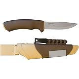 Morakniv Bushcraft Stainless Steel 4.3-Inch Fixed-Blade Survival Knife with Fire Starter and Sharpener, Desert Tan