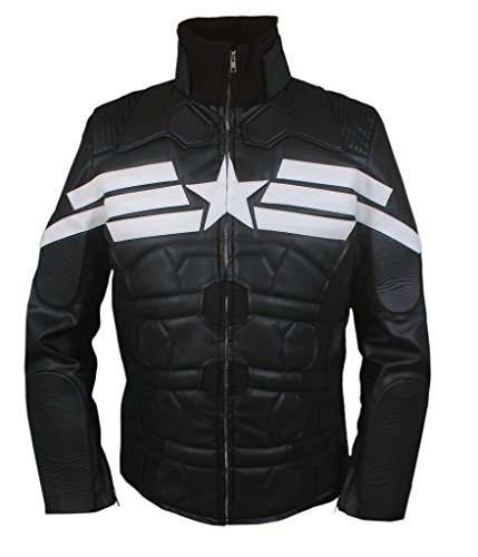 F&H Men's Captain America Winter Soldier Genuine Leather Jacket 5XL Black F&H Men's Captain America Winter Soldier Genuine Leather Jacket 5XL Black