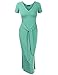 Doublju Women Short Sleeve Round Neck Colorful Unique Waistband Long Dress