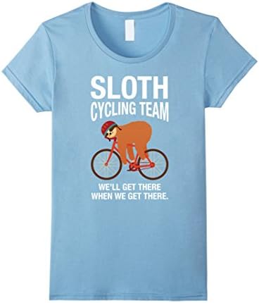Womens Sloth Cycling Team - Lazy Sloth Sleeping On Bicycle T-Shirt Small Baby Blue