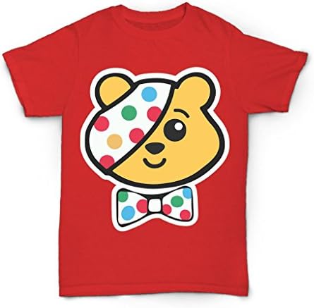 New Kids Boys Girls children in need Super Hero Pudsey Bear T Shirts UK Size 3-12 Years (Kids 5-6 Years) Red