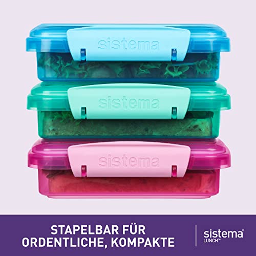 Sistema 3Piece Sandwhich Containers for Lunch Boxes and Meal Prep