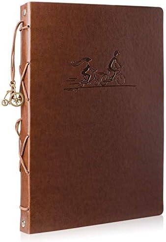 mysunny Photo Album Scrapbook Vintage Leather Replaceable Black Page Memory Book Used for Mothers Day, Anniversary Wedding, Birthday, Christmas, Valentines Day, Graduation, etc. Bicycle(28cmX21cm)