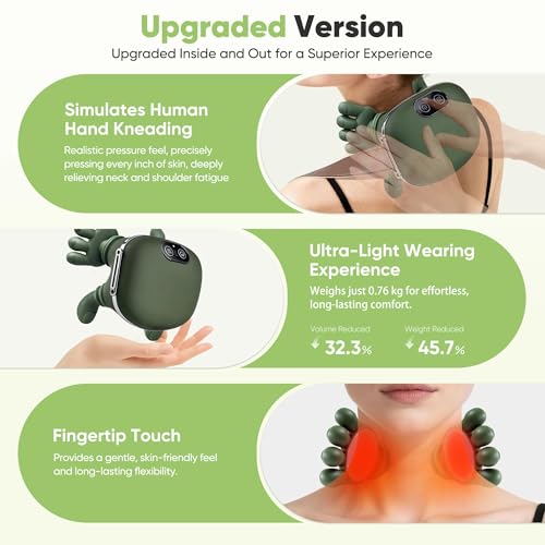 Electric Cervical Massager, 4D Cervical Massager, with Three Kneading Modes and Two Heat Settings to Deeply Release Muscle Tension, Ideal Gift for Dads, Moms and Friends
