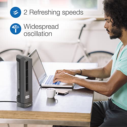 Lasko Air Stik Ulta-Slim Oscillating Desktop Fan, 2 Speeds, for Bedroom, Living Room, Office, 14
