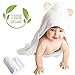 Vesta Baby Hooded Bath Towel and Washcloth Set for Sensitive Skin, Natural Bamboo Rayon 30 x 30 inch Soft Absorbent Towel for Babies, Toddlers, Infants, Little Kids