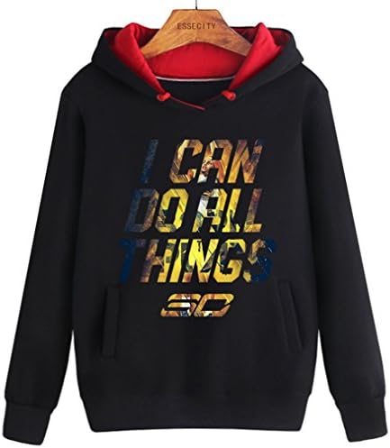 Geakworld Men's Curr Hoodie I Can Do All Things Cascual Pullover Sweatshirts (X-Small, Black)