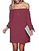 Just Quella Women's Off The Shoulder Loose Long Dress 8650 (L, Cameo Brown)