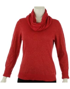 Calvin Klein Womens Metallic Detachable Scarf Sweater