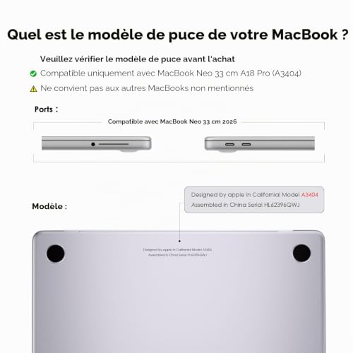 eleger Case Compatible with MacBook Neo 13 Inch A18 Pro A3404, 2026 Released, Protective Case for Mac Book Neo 13 Inch, Transparent Crystal