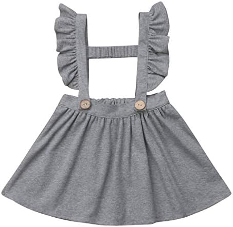doublebabyjoy Baby Girl One Piece Ruffles Suspender Skirt Overalls Infant Solid Color Sleeveless Backless Dress Outfit 0-5T